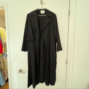 OAK + FORT Black Oversized Drapey Trench Coat - XS